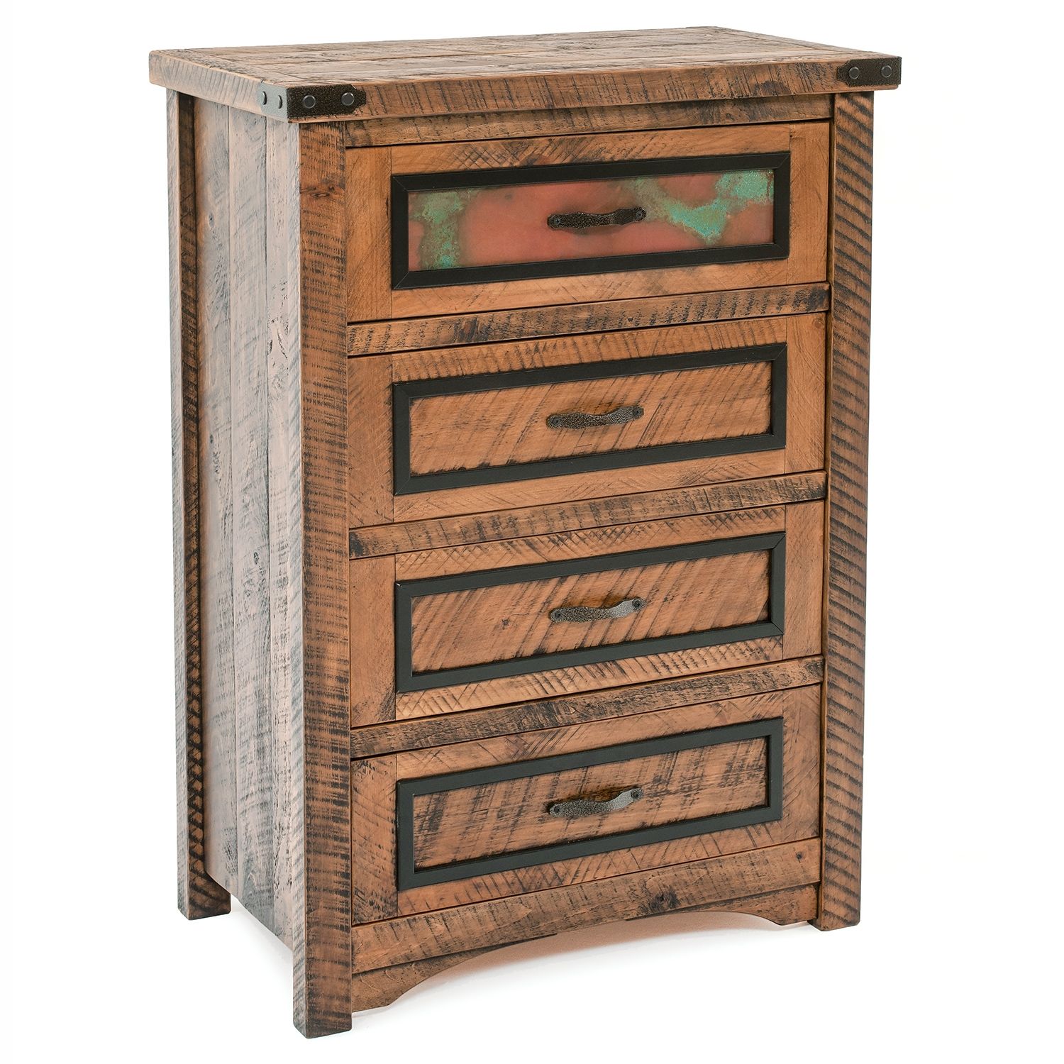 COPPER MESA 4 DRAWER BARNWOOD CHEST