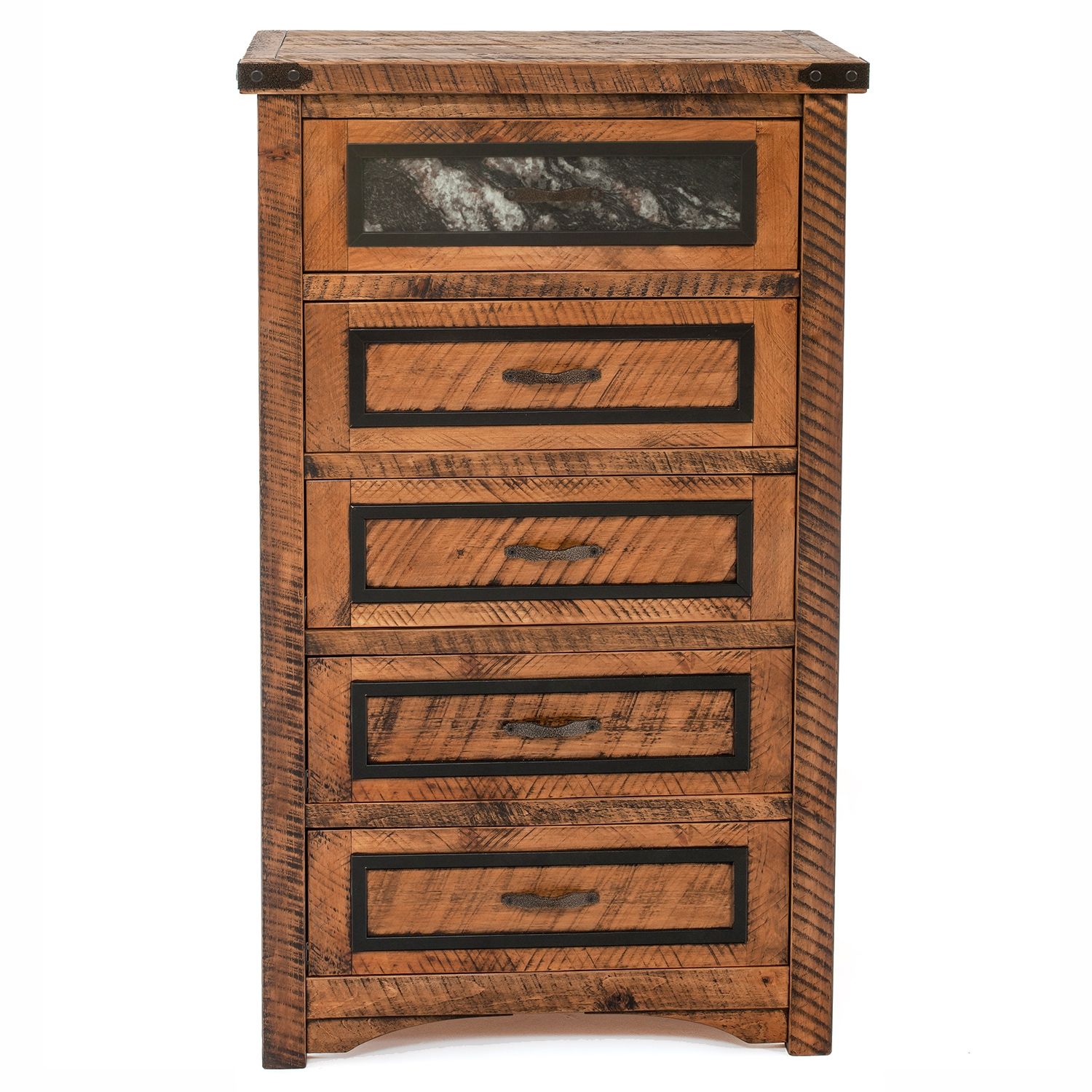 BLACK GRANITE 5 DRAWER CHEST
