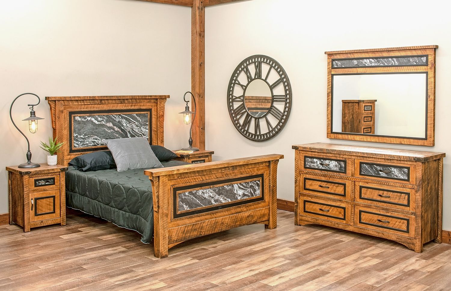 BLACK GRANITE 7 DRAWER DRESSER