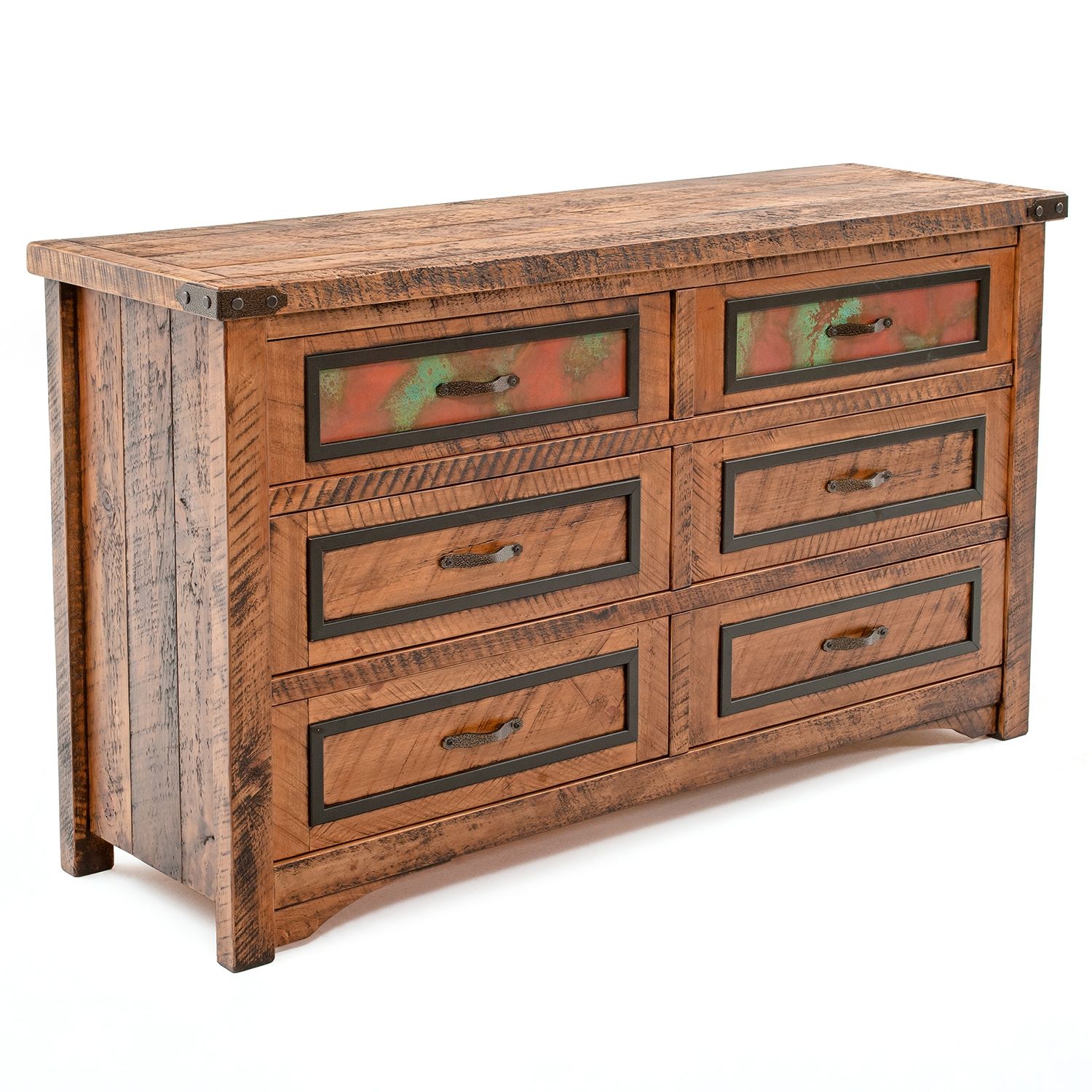 COPPER MESA 6 DRAWER BARNWOOD DRESSER