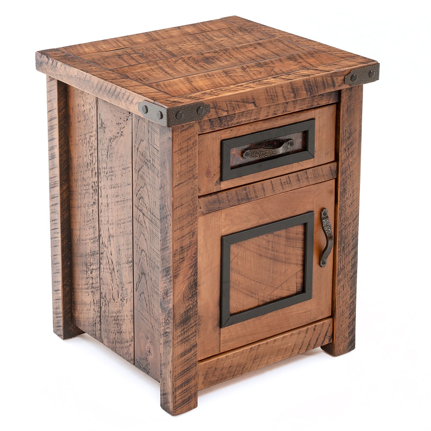 AUTUMN WOODS RUSTIC ENCLOSED BARNWOOD NIGHTSTAND