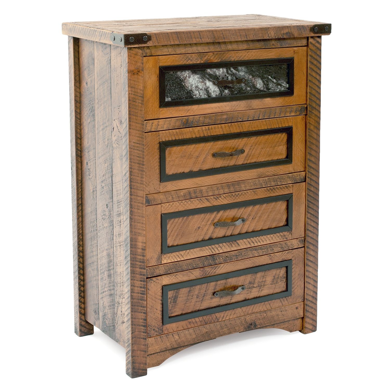 BLACK GRANITE 4 DRAWER CHEST
