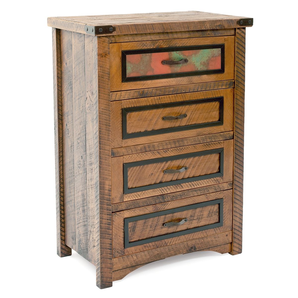 COPPER MESA 4 DRAWER BARNWOOD CHEST