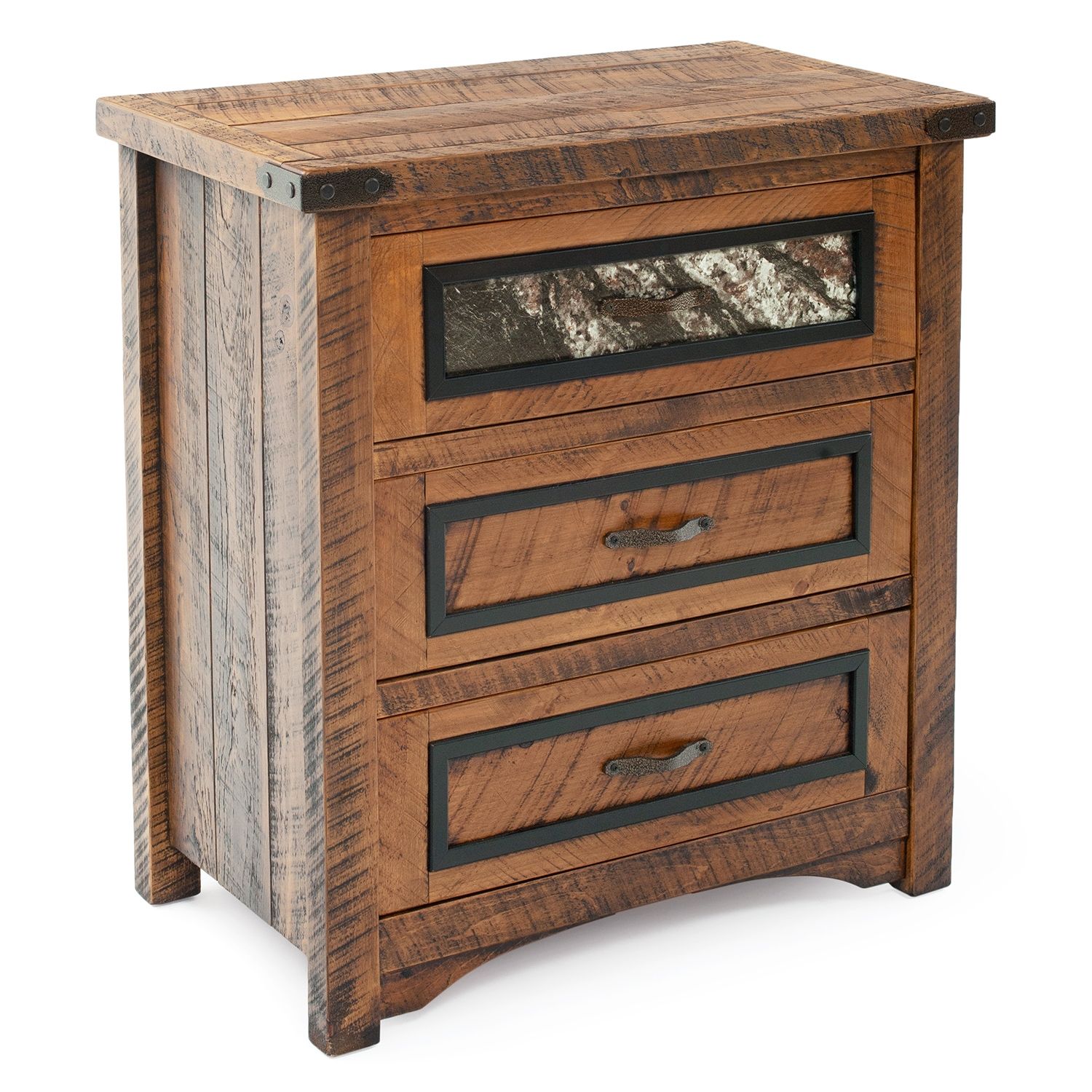 BLACK GRANITE 3 DRAWER CHEST