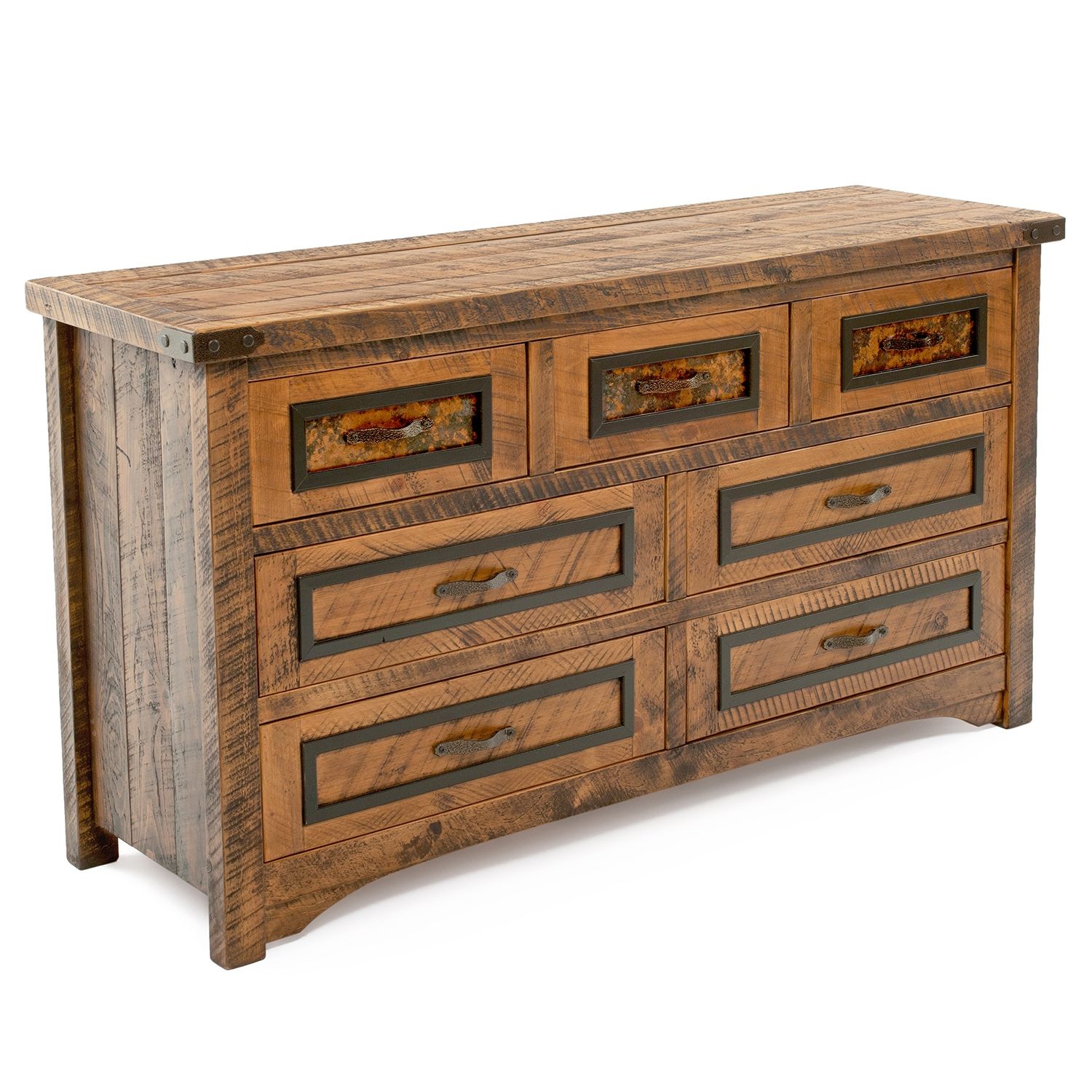 AUTUMN WOODS RUSTIC 7 DRAWER BARNWOOD DRESSER