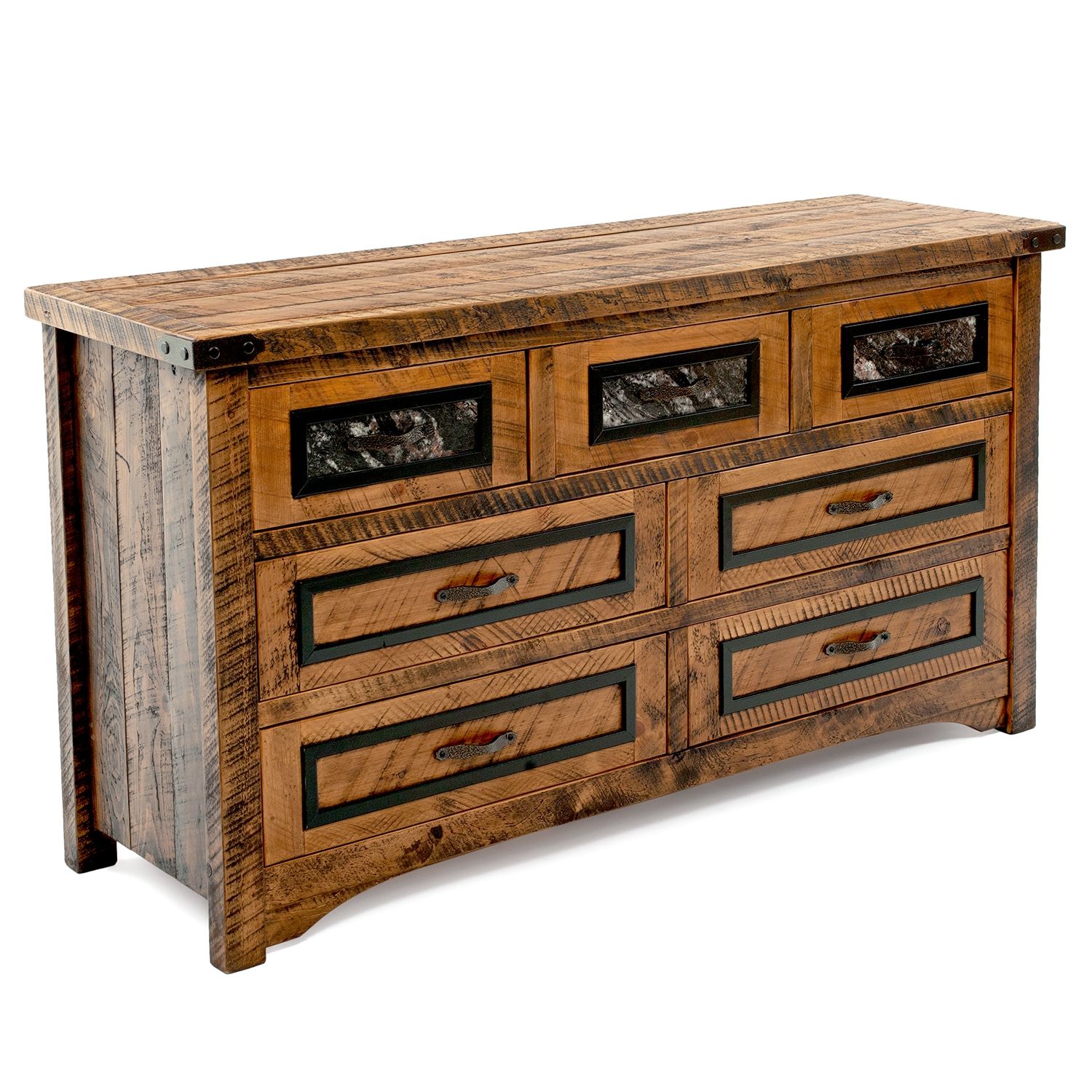 BLACK GRANITE 7 DRAWER DRESSER