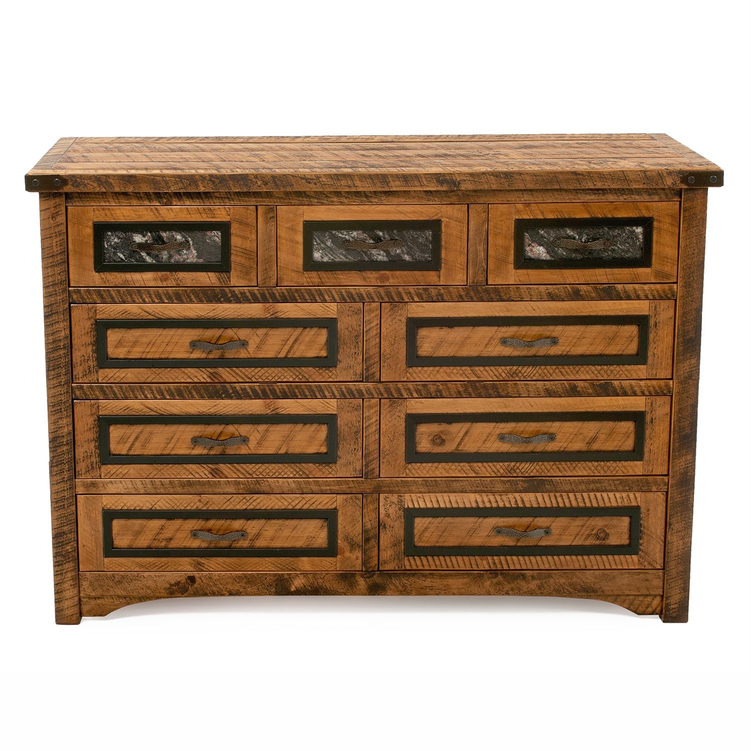 BLACK GRANITE 9 DRAWER DRESSER