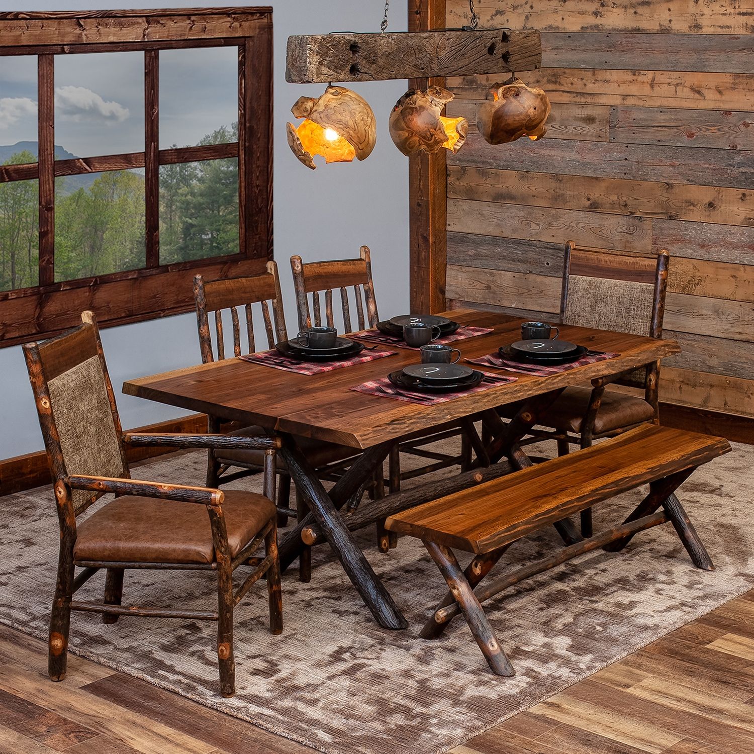 Rustic Hickory Base Dining Table