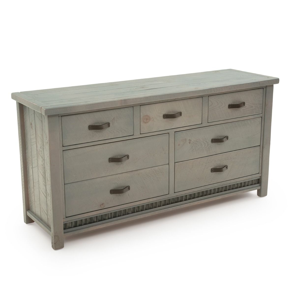 COTTAGE GRAY CORRUGATED 7 DRAWER BARNWOOD DRESSER