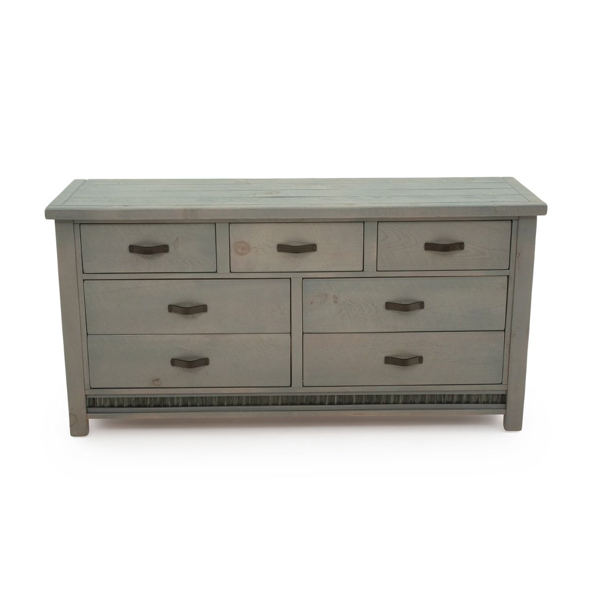 COTTAGE GRAY CORRUGATED 7 DRAWER BARNWOOD DRESSER