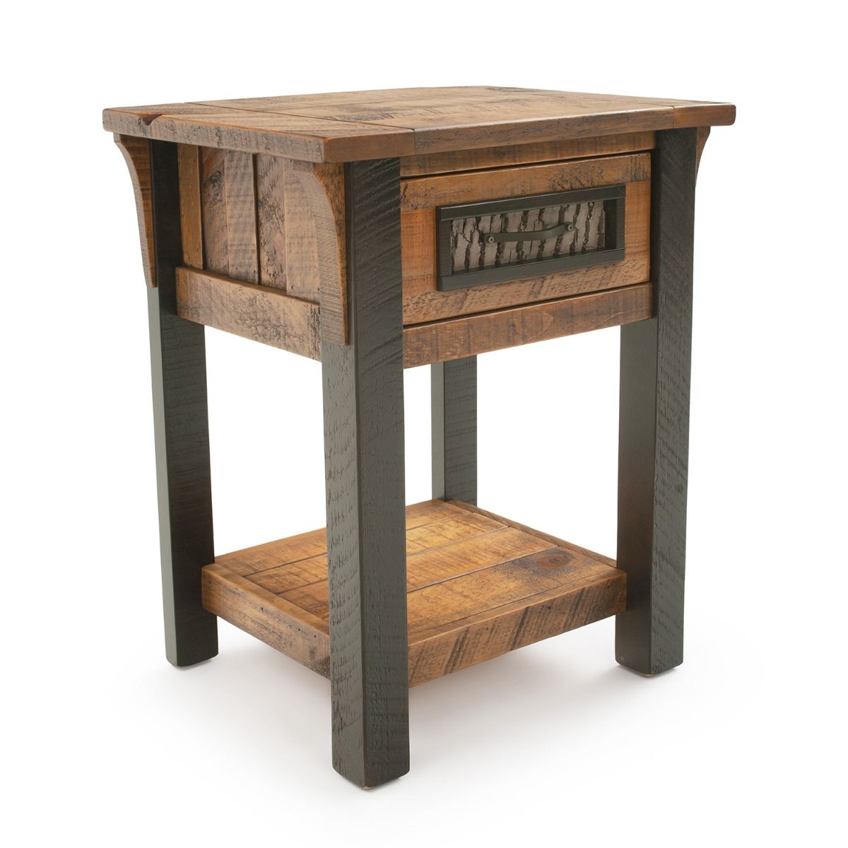 WINTER FOREST RUSTIC 1 DRAWER BARNWOOD NIGHTSTAND