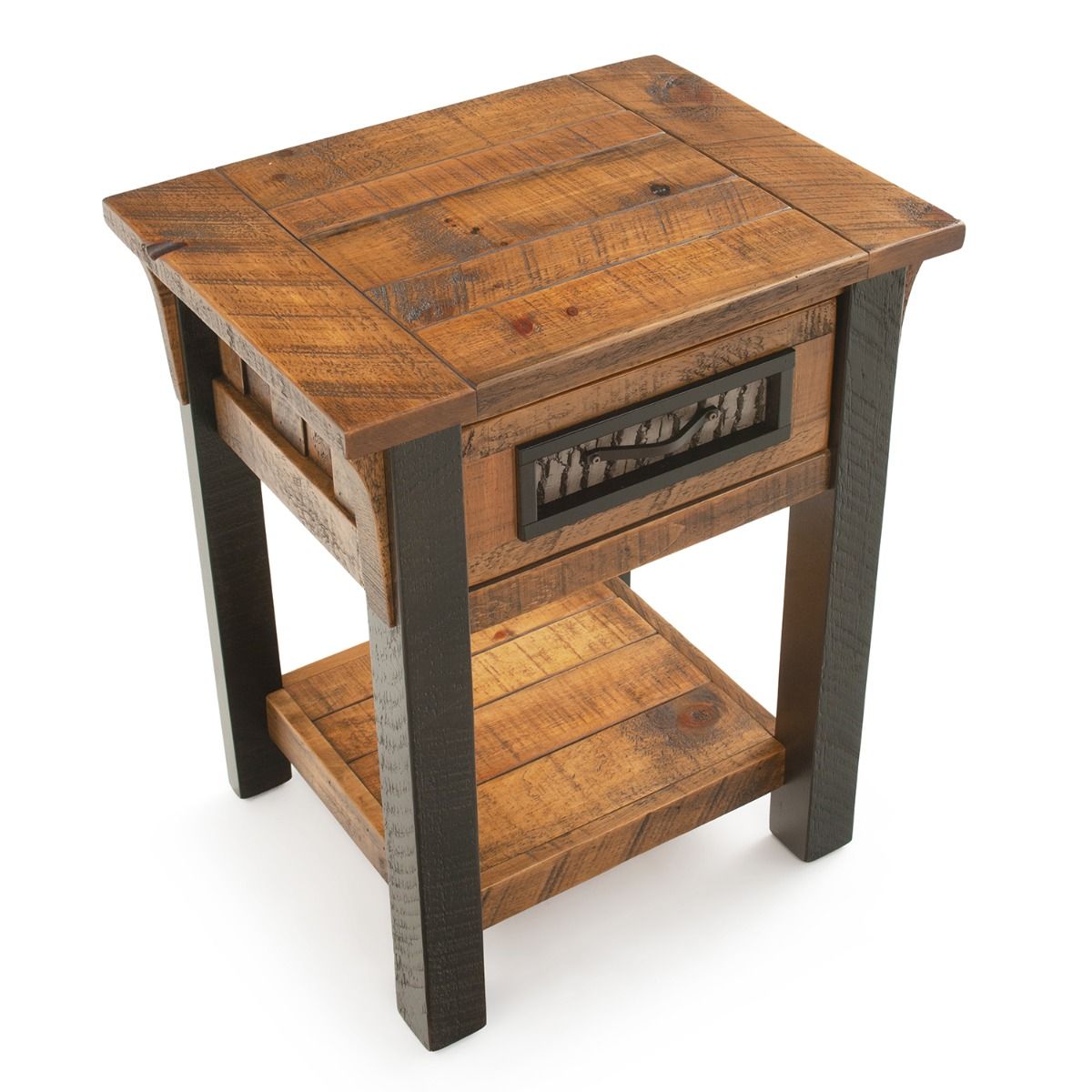 WINTER FOREST RUSTIC 1 DRAWER BARNWOOD NIGHTSTAND