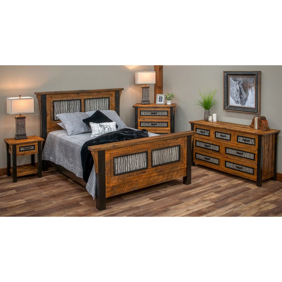 WINTER FOREST RUSTIC BARNWOOD BED