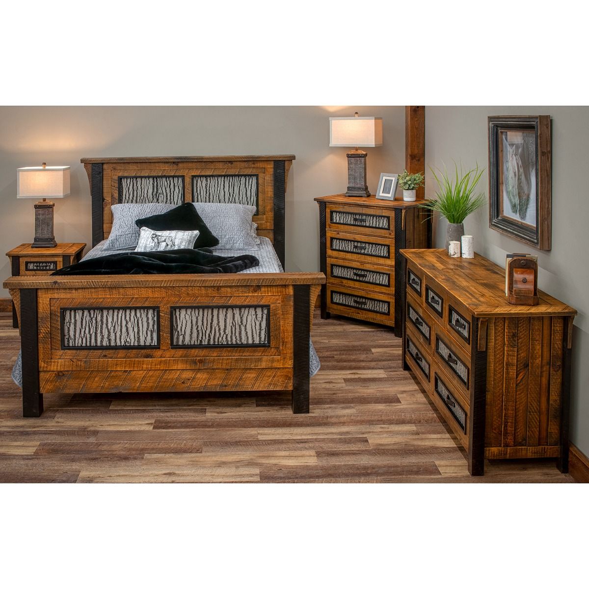 WINTER FOREST RUSTIC BARNWOOD BED
