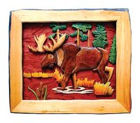 Moose Walking Through Water Wood Art