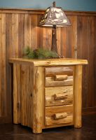 Cedar Lake Logger 3 Drawer Nightstand--Honey finish