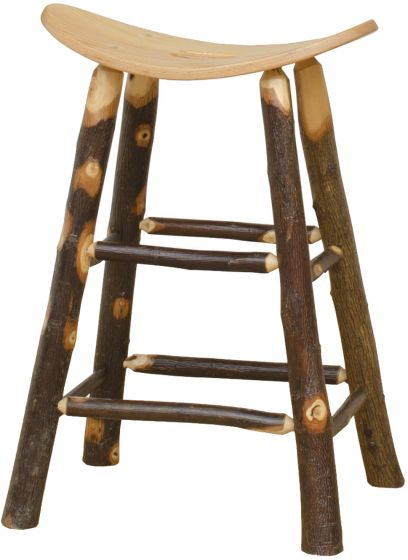 Hickory Log Saddle Stool
