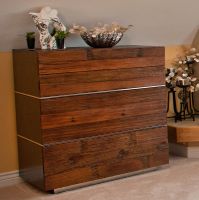 Modern Chic Wood 3 Drawer Chest - Silver Steel Accented Reclaimed Wood