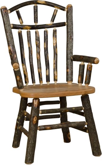 Saranac Rustic Hickory Wagon Wheel Arm Dining Chair
