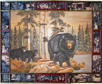 Lakeside Forest Bear Family Rustic Wood Art