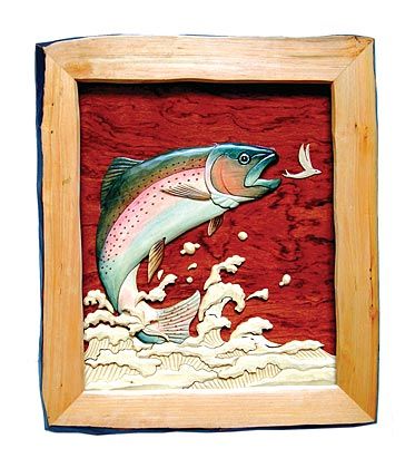 Leaping Trout Wood Art