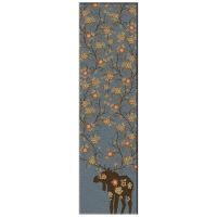 Moose Blossom Blue Runner Rug