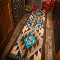 Rustic Cross Rug - Indigo Turquoise