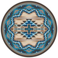 Rustic Cross Rug - Indigo Turquoise