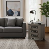 Heritage Pines Nightstand: Some lifestyle images are created with AI for visualization purposes. Crafted from natural solid wood, each piece is unique and will vary.