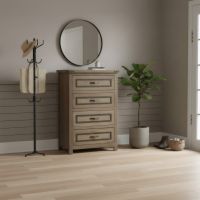 Rustic 4 Drawer Chest: Some lifestyle images are created with AI for visualization purposes. Crafted from natural solid wood, each piece is unique and will vary.