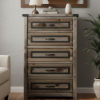 Rustic Pine Bedroom Chest: Some lifestyle images are created with AI for visualization purposes. Crafted from natural solid wood, each piece is unique and will vary.