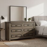 Farmhouse Bedroom Dresser: Some lifestyle images are created with AI for visualization purposes. Crafted from natural solid wood, each piece is unique and will vary.