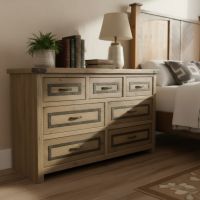 Rustic Dresser: Some lifestyle images are created with AI for visualization purposes. Crafted from natural solid wood, each piece is unique and will vary.