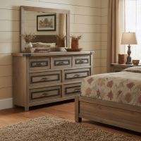 Farmhouse Dresser: Some lifestyle images are created with AI for visualization purposes. Crafted from natural solid wood, each piece is unique and will vary.