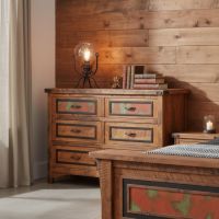 Rustic 6 Drawer Dresser: Some lifestyle images are created with AI for visualization purposes. Crafted from natural solid wood, each piece is unique and will vary.