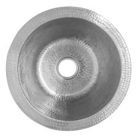 12" Round Nickel Hammered Copper Bar & Prep Sink - 2" Drain