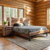 Contemporary Nightstand: Some lifestyle images are created with AI for visualization purposes. Crafted from natural solid wood, each piece is unique and will vary.