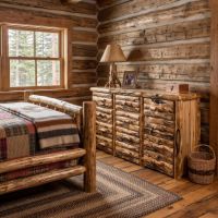 Aspen Log Dresser: Some lifestyle images are created with AI for visualization purposes. Crafted from natural solid wood, each piece is unique and will vary.