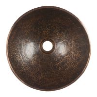 13" Round Old World Oil Rubbed Bronze Hand Forged Copper Vessel Sink