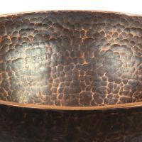 13" Round Old World Oil Rubbed Bronze Hand Forged Copper Vessel Sink