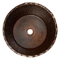 14.5" Round Forest Oil Rubbed Bronze Hammered Copper Vessel Sink