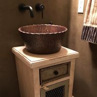 14.5" Round Forest Oil Rubbed Bronze Hammered Copper Vessel Sink