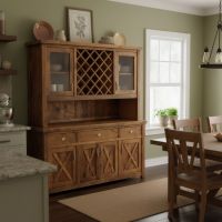 Weathered Wood Hutch: Some lifestyle images are created with AI for visualization purposes. Crafted from natural solid wood, each piece is unique and will vary.