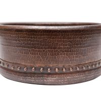 15" Round Tub Oil Rubbed Bronze Hammered Copper Vessel Sink