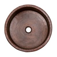 15" Round Tub Oil Rubbed Bronze Hammered Copper Vessel Sink