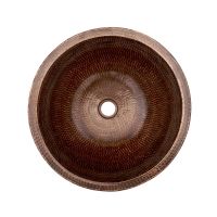 15" Small Round Oil Rubbed Bronze Hammered Copper Skirted Vessel Sink