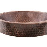 15" Small Round Oil Rubbed Bronze Hammered Copper Skirted Vessel Sink