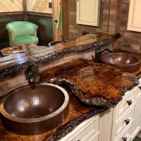 15" Small Round Oil Rubbed Bronze Hammered Copper Skirted Vessel Sink