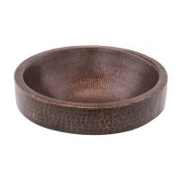 15" Small Round Oil Rubbed Bronze Hammered Copper Skirted Vessel Sink