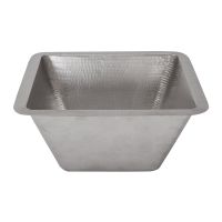 15" Square Nickel Hammered Copper Bathroom Sink